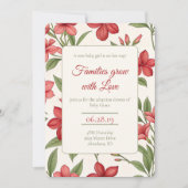 Elegant Red Floral Botanical Adoption Shower Einladung (Vorderseite)