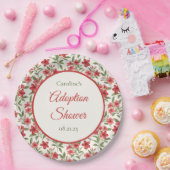Elegant Red Floral Botanical Adoption Shower Pappteller (Party)