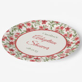 Elegant Red Floral Botanical Adoption Shower Pappteller (Schrägansicht)