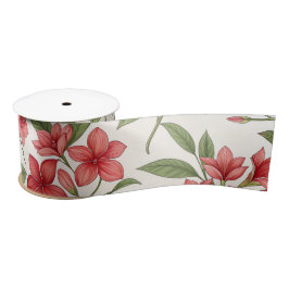 Elegant Red Floral Botanical Blooms Satinband
