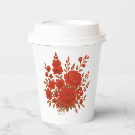 Elegant Red Floral Bouquet with Roses Romantic Pappbecher