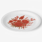 Elegant Red Floral Bouquet with Roses Romantic Pappteller (Schrägansicht)