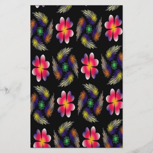 Elegant Red Floral Briefpapier (Vorderseite)