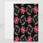 Elegant Red Floral Briefpapier (Vorne/Hinten)