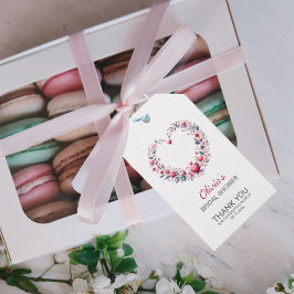 Elegant Red Floral Heart Danke Brautparty Geschenkanhänger