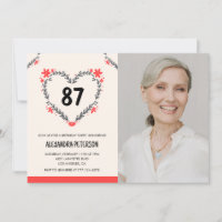 Elegant Red Floral Heart für ihren 87. Geburtstag