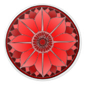 Elegant Red Floral Lotus Mandala Keramikknauf (Vorderseite)