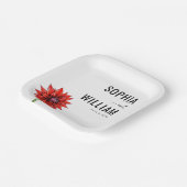 Elegant Red Floral Pappteller (Gewinkelt)