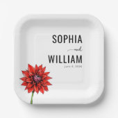 Elegant Red Floral Pappteller (Vorderseite)