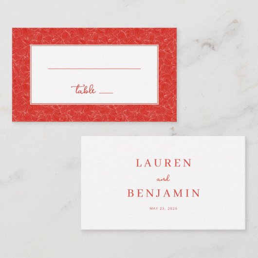 Elegant Red Floral Pattern Platzkarte (Vorne/Hinten)