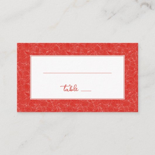Elegant Red Floral Pattern Platzkarte (Vorderseite)