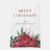 Elegant Red Floral Poinsettia Weihnachten Geschirrtuch (Vertikal)