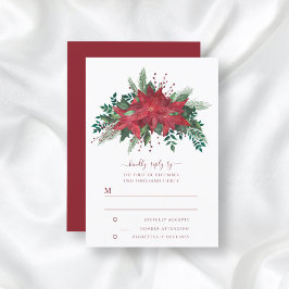 Elegant Red Floral Poinsettia Weihnachtsfeier RSVP Karte