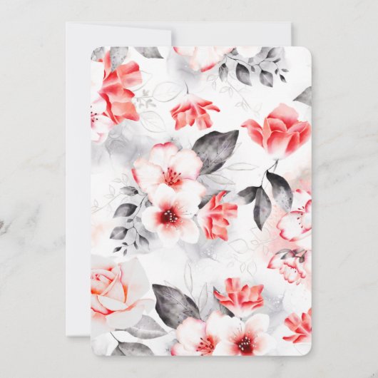 Elegant Red Floral Quinceañera Einladung (Rückseite)