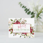 Elegant Red Floral Typografy Company Weihnachten (Stehend Vorderseite)