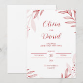 Elegant Red Floral Wedding Invitation Einladung (Vorne/Hinten)