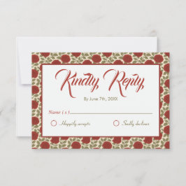 Elegant Red Floral Wedding RSVP Karte