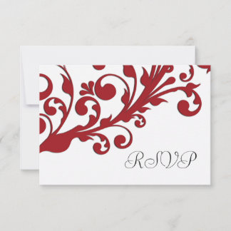 Elegant Red Floral Wedding RSVP Karte
