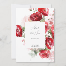 Elegant Red Floral Wedding Save the Date