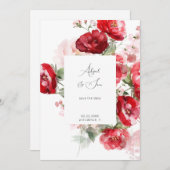 Elegant Red Floral Wedding Save the Date (Vorne/Hinten)