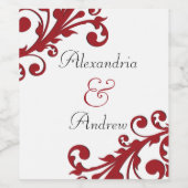 Elegant Red Floral Weinetikett (Einzelnes Label)