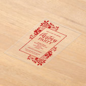 Elegant Red Foliage Christmas Party Acryleinladungen (Ablage )
