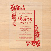 Elegant Red Foliage Christmas Party Acryleinladungen (Vorderseite)