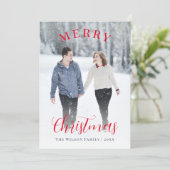 Elegant Red Foto Calligraphy Frohe Weihnachten (Stehend Vorderseite)