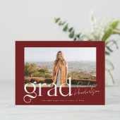 Elegant Red Foto Class of 2025 Abschluss Ankündigung (Stehend Vorderseite)
