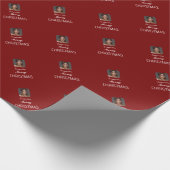 Elegant Red Foto Script Name Frohe Weihnachten Geschenkpapier (Ecke)