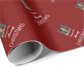 Elegant Red Foto Script Name Frohe Weihnachten Geschenkpapier (Rolleneckpunkt)