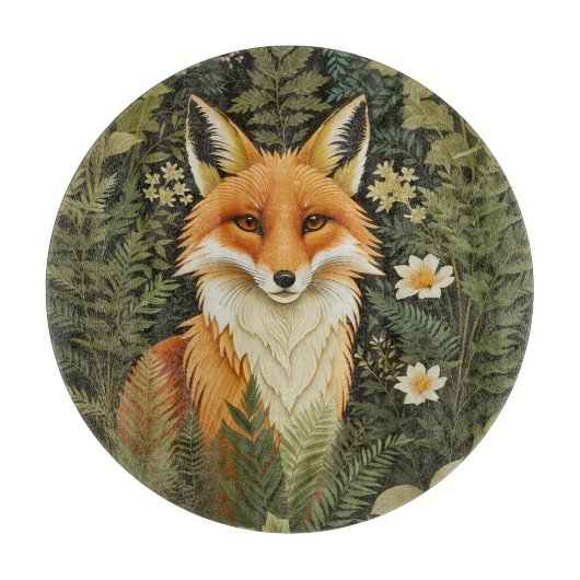 Elegant Red Fox And Green Foliage Schneidebrett (Vorderseite)