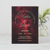 Elegant Red Galaxy Wedding Invitation Einladung (Stehend Vorderseite)