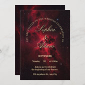 Elegant Red Galaxy Wedding Invitation Einladung (Vorne/Hinten)