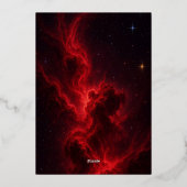 Elegant Red Galaxy Wedding Invitation Folieneinladung (Rückseite)