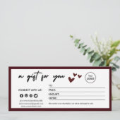 Elegant Red Gift Certificate (Stehend Vorderseite)