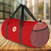 Elegant Red Gingham Mit Monogramm Fitness Gym Duffle Bag