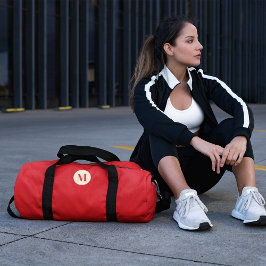 Elegant Red Gingham Mit Monogramm Fitness Gym Duffle Bag