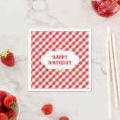 Elegant Red Gingham Pattern Personalisiert Geburts Serviette (Beispiel)