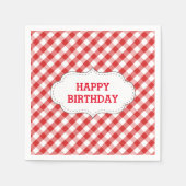 Elegant Red Gingham Pattern Personalisiert Geburts Serviette (Vorderseite)
