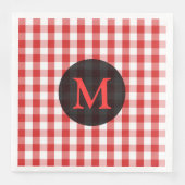 Elegant Red Gingham Pattern Personalisiert Monogra Serviette (Vorderseite)