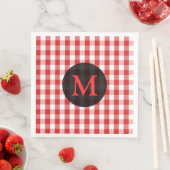 Elegant Red Gingham Pattern Personalisiert Monogra Serviette (Beispiel)