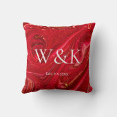 Elegant Red Glitter Initial Wedding Couple  Kissen (Rückseite)