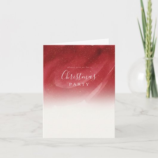 Elegant Red & Gold Abstract Folded Christmas Invit Einladung (Vorderseite)