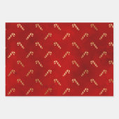 Elegant Red Gold Candy Cane Weihnachten Geschenkpapier Set (Vorderseite 3)