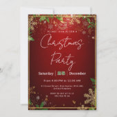 Elegant, Red & Gold, Christmas Party Invitation Einladung (Vorderseite)