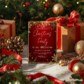 Elegant, Red & Gold, Christmas Party Invitation Einladung