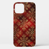Elegant Red Gold Damask Stilvoll Girly Sparkle Case-Mate iPhone Hülle (Rückseite)