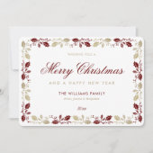 Elegant Red Gold Frohe Weihnachten Glück Neues Jah (Vorderseite)