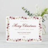 Elegant Red Gold Frohe Weihnachten Glück Neues Jah (Stehend Vorderseite)